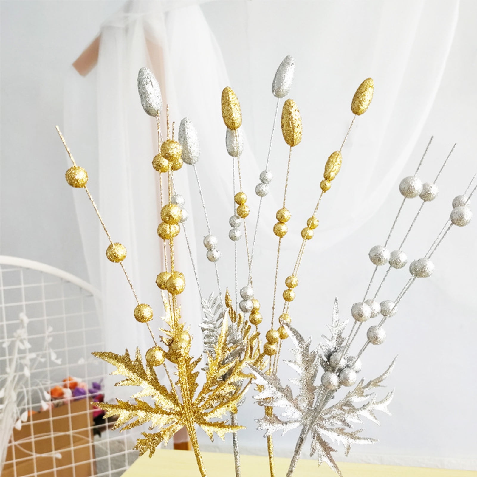 Store Gold Heilwiy Christmas Tree Picks Sprays Set Of 20 Glittered Twigs  Decor For Heilwiy Christmas