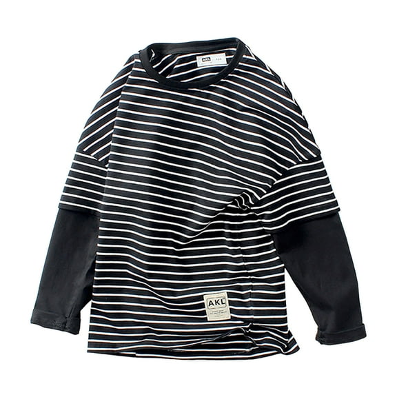 enyan Sweatshirt Boys Long Sleeve Shirts Cotton T-Shirts Youth Boys Long Sleeve Shirts Multipack Basic Black,6-7 Years