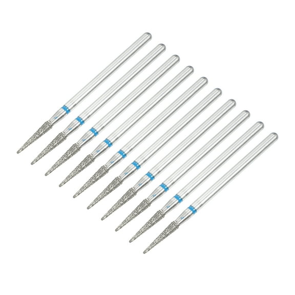 Unique Bargains 10Pcs Emery Nail Drill Bits Set for Acrylic Nails 3/32 Inch Nail Art Tools 44.2mm Length Blue