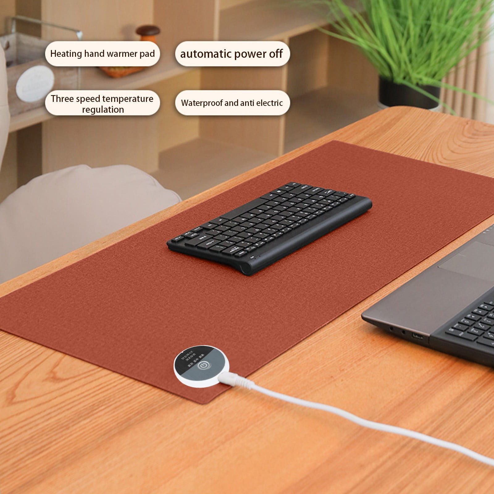 Heated Mouse Pad Desk Warmer - 31.49x12.9in Office Desktop Heating Mat, 35-55°C Constant Temperature Hand Warmer with Auto Shutoff, Non-Slip Table Mat for Home Winter Use