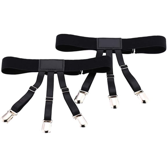 Men's Shirt Stays Holder, Adjustable Elastic Non-Slip Shirt Tucks with Heavy-Duty Metal Clips