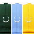thumbnail image 2 of Dalix Smiley Face 3 Pack Dad Cap Embroidered Cotton Adjustable Baseball Hat Adult Men Womenin Dark Green, Light Blue, and Gold, 2 of 5