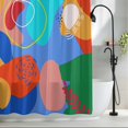 thumbnail image 2 of Abstract Boho Fabric Shower Curtain Minimalist Line Shapes Aesthetic Washable Shower Curtains for Bathroom, Waterproof Bath Curtain with Hooks Home Decor 72x72in, 2 of 8