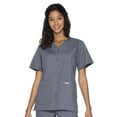 thumbnail image 1 of Landau Women's Essentials Snap Front Scrub Top, Classic Relaxed Fit, V-Neck, 4 Pockets, 1 of 1