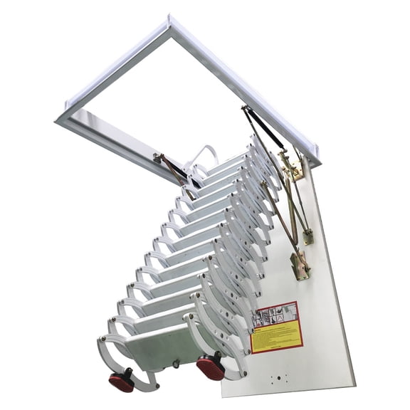 INTSUPERMAI Attic Ceiling Folding Loft Stair Hidden Telescopic Ladder 13 Steps Carbon Steel