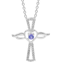 JAY JOOLS 925 Sterling Silver Cross Necklace for Women – Crystal & Tanzanite Religious Pendant – Elegant Gift Jewelry