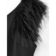 thumbnail image 4 of HH TRAF Mujeres Nuevo Vestido Elegante De Moda Sólido De Un Hombro Sin Mangas De Plumas Vestido De Fiesta Sexy Femenino Dobladillo Abertura Delgado Vestido De Noche Largo, 4 of 4