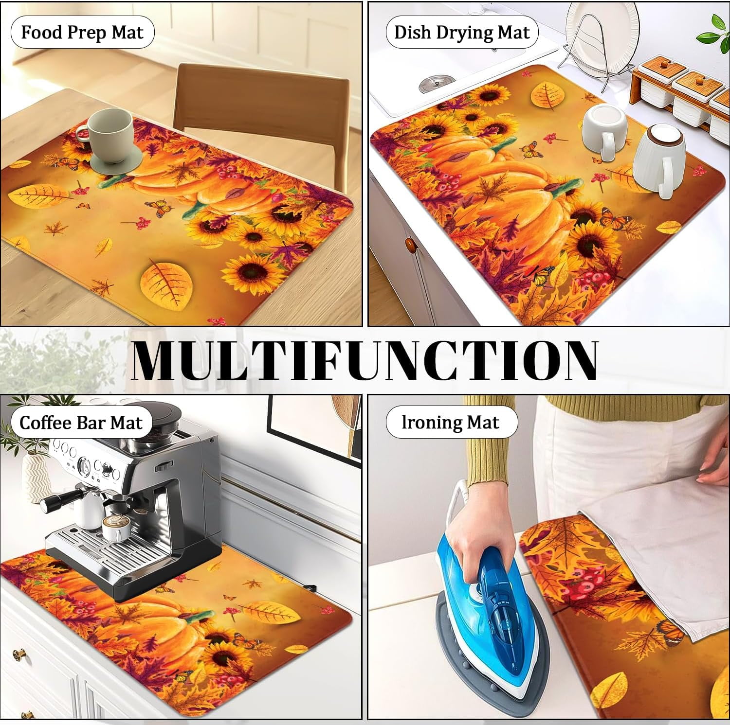 Fall Stove Top Cover for Electric Stove 28 "x 20 ", Pumpkin Leaves Heat Resistant Glass Top Stove Cover Protector, Glass Cooktop Covers, Kitchen Flat Electric Stove Top Covers