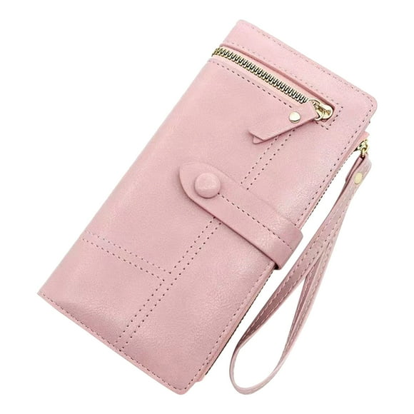 YOUSNH Women Wallet Fashionable New Pattern Solid Color Practical Zipper Handbag Wallet Pink