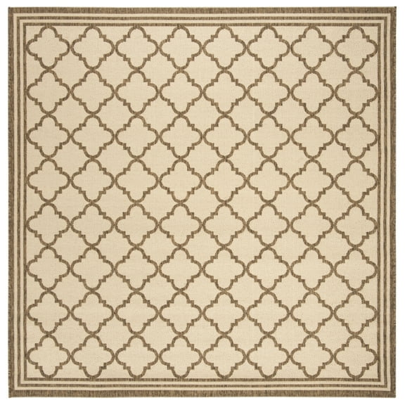 SAFAVIEH Beach House Richard Geometric Indoor/Outdoor Area Rug, Cream/Beige, 4' x 4' Square