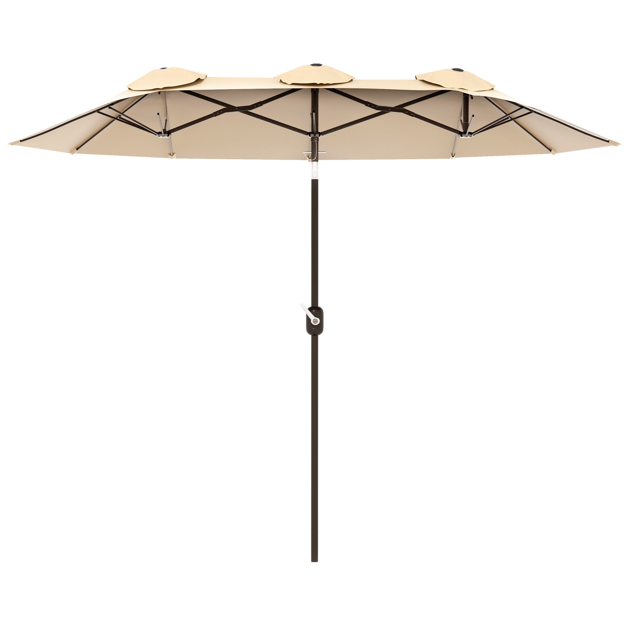 Outsunny 9.5' Double-sided Patio Umbrella with Tilt Outdoor Umbrella, Brown
