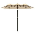 thumbnail image 2 of Outsunny 9.5' Double-sided Patio Umbrella with Tilt Outdoor Umbrella, Brown, 2 of 9