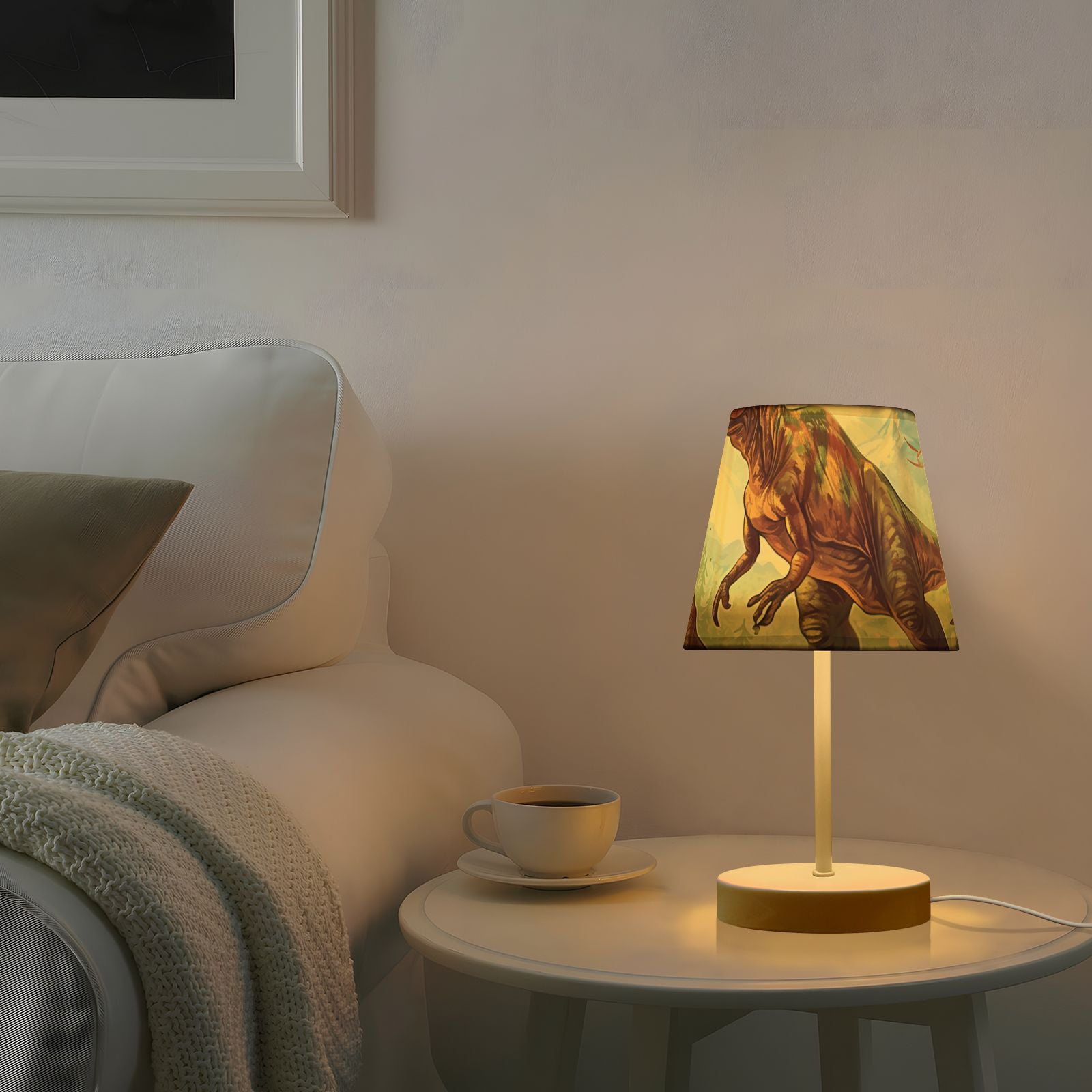 Dinosaurs Trees Leaves Sky LED Desk Lamp Table Lamp USB Bedside Nightstand Small Lamp for Bedroom Living Room Kids Room