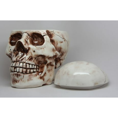 Skull With Fracture Wounds Ceramic Cookie Jar by Things2Die4