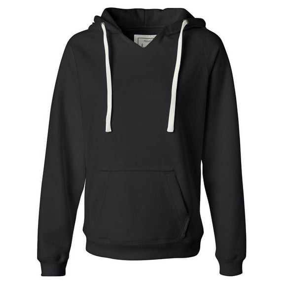 J America Ladies' Sydney Brushed V Pullover Hood , JA8836 , Black , X-Large