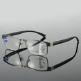 thumbnail image 7 of 2 Pairs of Rectangular Classic Business Progressive Reading Glasses 1.50 for Men, Metal Spring Hinge Temple Readers, Gunmetal Vintage Presbyopic Glasses +1.50 Strength, 7 of 7