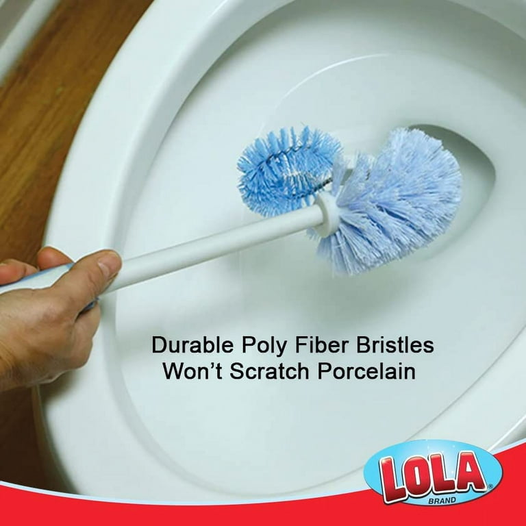 LOLA Pro Euro Bowl Toilet Brush, Under the Rim Angled Scrub W/ Rubber Grip  Handle 