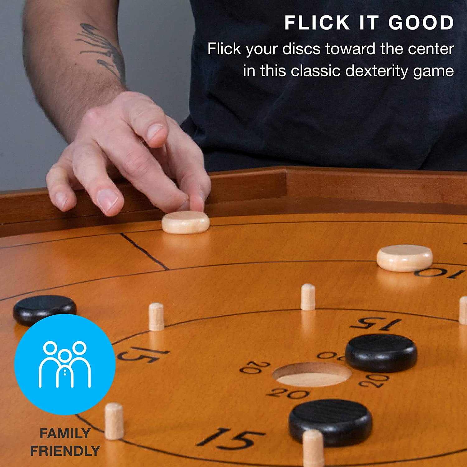  Tournament Crokinole Board Game 30 Inch, 2 in 1 Crokinole and  Checkers with 26” Playing Surface, Metal Pegs, Wooden Octagon Canadian  Tabletop Board Game Krokinole for Families and Friends : Office Products