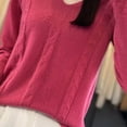 thumbnail image 7 of VSSSJ Womens V Neck Sweaters Loose Fit Soft Solid Color Long Sleeve Casual Warm Knit Fall Winter Base Layer Sweater Pullover Tops Hot Pink XXL, 7 of 7