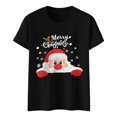 thumbnail image 5 of Merry Christmas Tshirts Women Short Sleeve Casual Crewneck Cute Santa Claus Graphic Tees Holiday Party Tops, 5 of 5