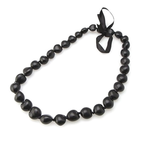 Lei 28 Inch 32 Kukui Nuts Black