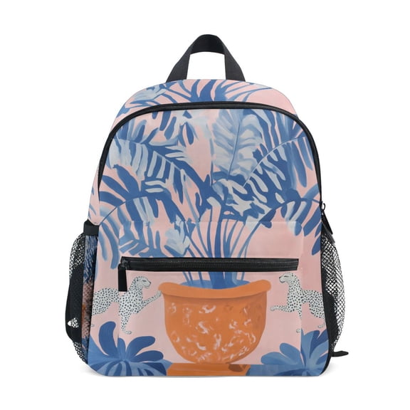 FORMRS School Backpack with Front Zippered Pocket 12" Student Travel Daypack, Pink Leaves