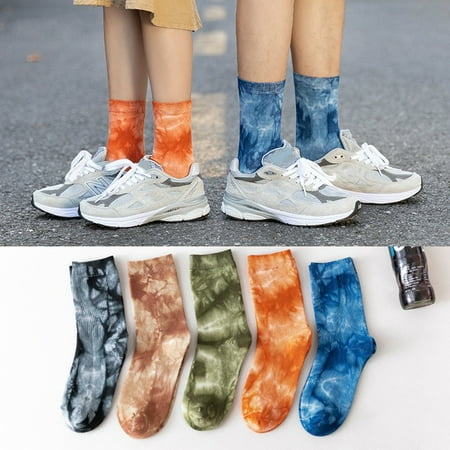 

Xyer Fashion Unisex Tie-Dyed Breathable Soft Cotton Middle Tube Skateboard Socks Orange