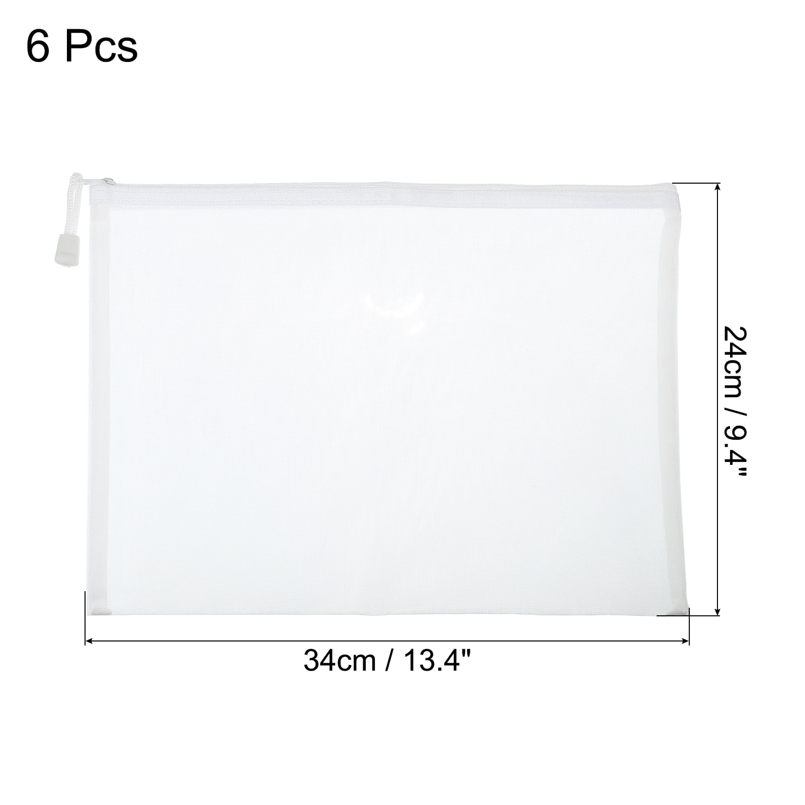 Unique Bargains Mesh Bags Nylon Zip Pouch Pencil Case Storage Pocket 13.4" x 9.4"