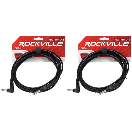 2 Rockville RCTR110R-B 10 1/4 TRS Right Angle - 1/4 TRS Straight Cable
