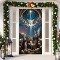 thumbnail image 4 of Nativity Christmas Door Cover Decorations - Jesus Holy Night Banner Religious Xmas Scene Sheep Front Door Cover Banner Backdrop for Holiday Farmhouse Decor,78.74x35.43in, 4 of 6