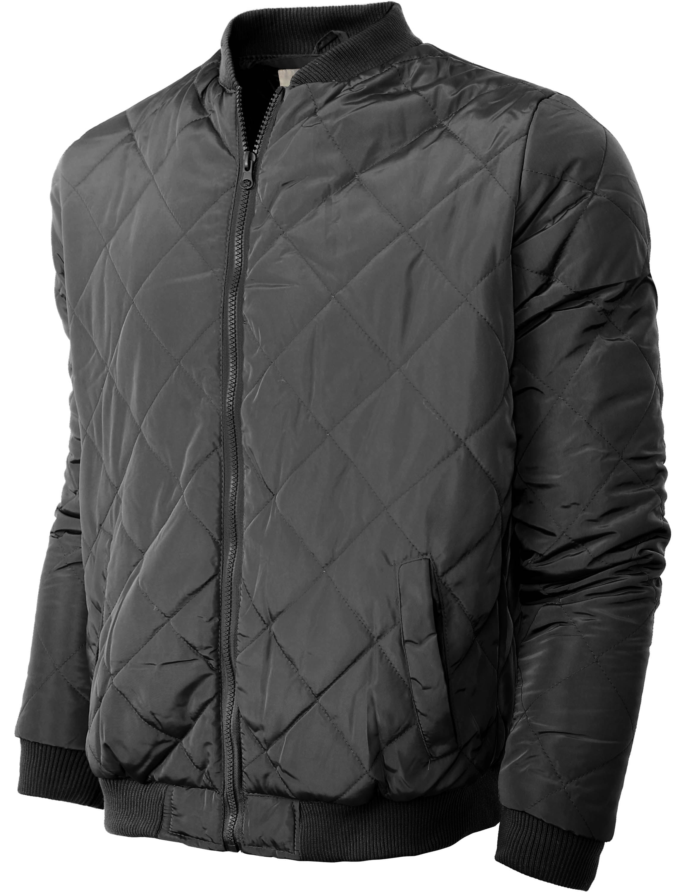 Premium Mens Quilted Padded Bomber Jacket Outdoor Zip Up Outerwear Coat