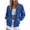 Blue, variant on Women's Solid Zip Up Panel Ribbed Long Sleeve Jacket with Pocket Casual for Yoga Fitness Sports and Daily Wear White XL