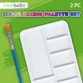 thumbnail image 3 of Create Basics Paint Mixing Palette & Brush Set, 7 Wells and 2 Large Color Mixing Areas, White Plastic, 3 of 6