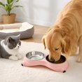 thumbnail image 3 of Stainless Steel Pet Bowl, Tilted Anti-Slip Feeding Station for Cats & Dogs, Easy to Clean & Helps Prevent Dark Chin (Pink, 600ml), 3 of 6