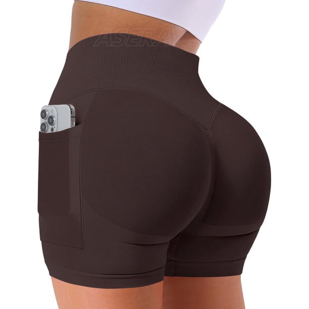 Pantalones cortos de entrenamiento para gimnasio ASERAY Impact para mujer, levantando glúteos