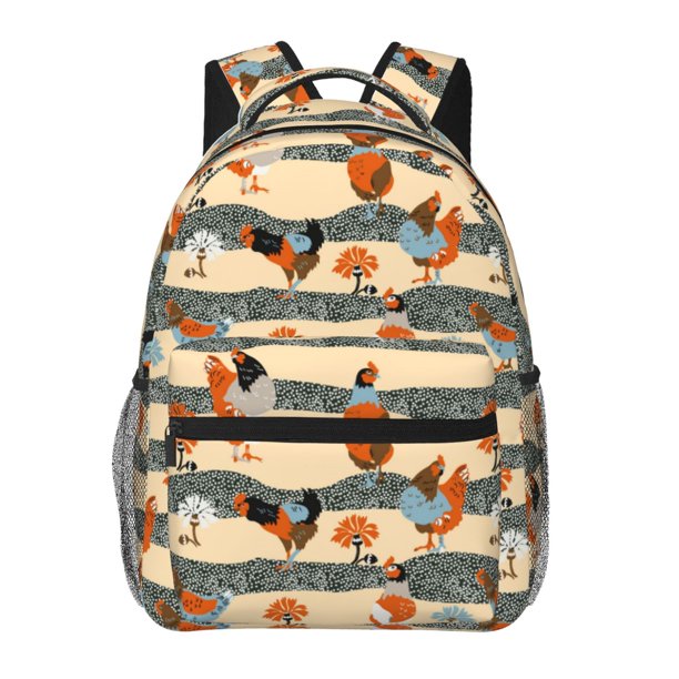 Disketp Funny Chicken Mochila Estampada para Hombre y Mujer – Mochila Ligera Clásica con Múltiples Bolsillos para Universidad, Trabajo y Viajes-One Size