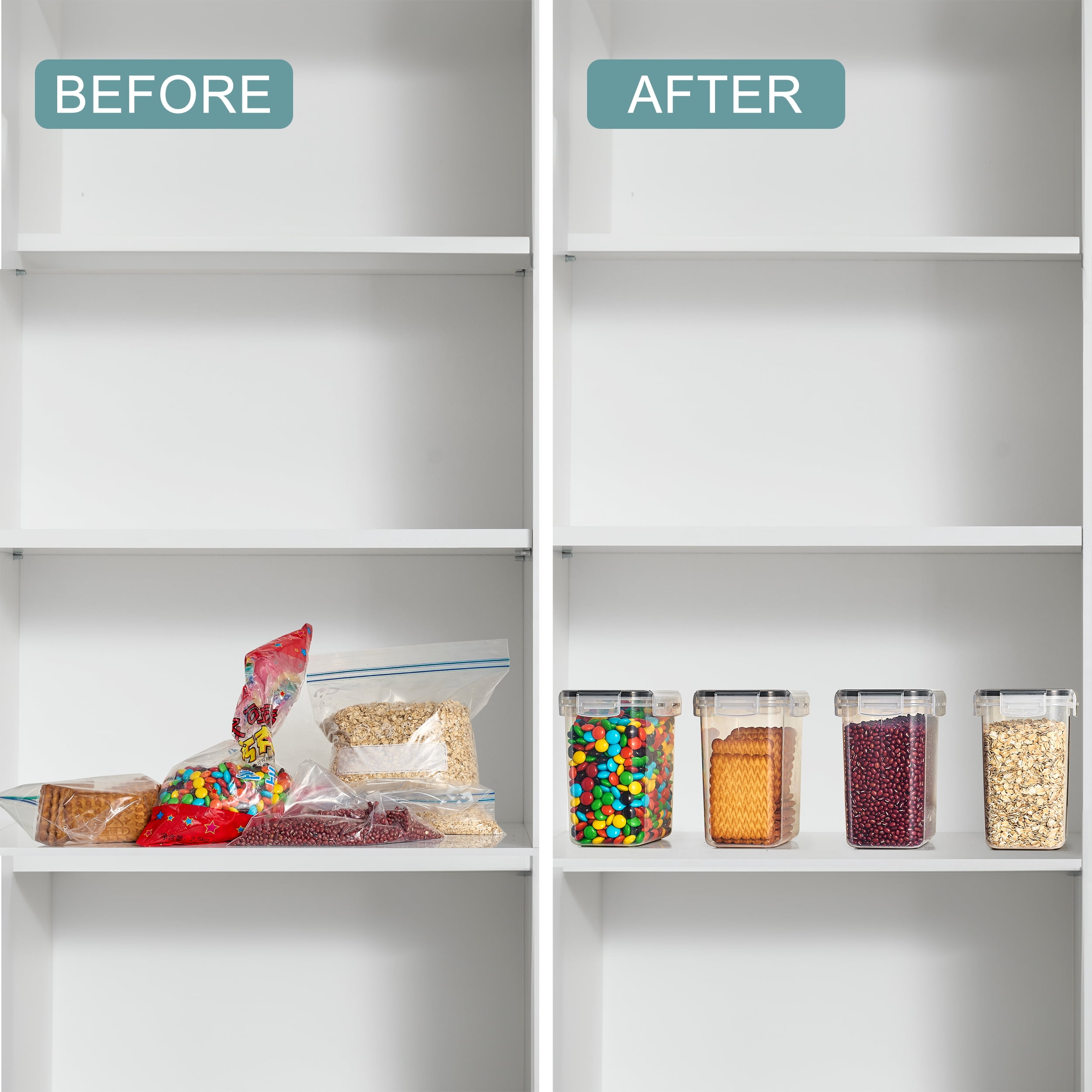 Sorbus Airtight Food Storage Containers 4 Pack 54.1 oz with Lids, Labels & Spoons BPA Free