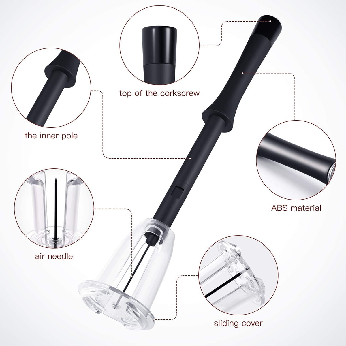 Kepooman Stainless Steel Wine Air Pressure Pump Bottle Opener Set with Foil Cutter & Aerator Pourer & Vacuum Stopper, Set of 4, Black Kepooman Stainless Steel Wine Air Pressure Pump Bottle Opener Set with Foil Cutter & Aerator Pourer & Vacuum Stopper, Set of 4, Black
