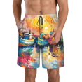 thumbnail image 1 of Fotbe Colorful Fishing Boats Trajes de Baño Estampados para Hombre, Shorts de Verano de Secado Rápido, Ropa de Playa, Bañadores-X-Large, 1 of 5