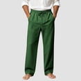 thumbnail image 2 of Gubotare Mens Jogger Pants Men's Baggy Sweatpants Wide Leg Sweat Pants Lounge Cotton Loose Elastic Drawstring Waist Pants with Pockets (Dark Green,M), 2 of 5