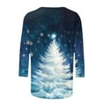 thumbnail image 5 of FDGIU Women's 3/4 Sleeve Christmas Tunic - Xmas Tree Glitter Print Crewneck Blouse, Cute Holiday Gift Tees, 5 of 5