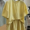 thumbnail image 6 of CHUMUD Cotton Linen Two Piece Sets for Women Summer Outfits Short Sleeve Crew Neck Tees Shorts Casual Beach Vacation, 6 of 7