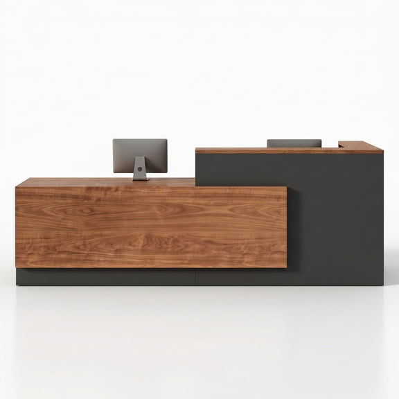 L-Shaped Reception Desk with Left Counter, 1-Inch Thick Board, Lockable Drawers & Keyboard Tray, Heavy-Duty Front Desk for Office, Salon, Hotel & Clinic