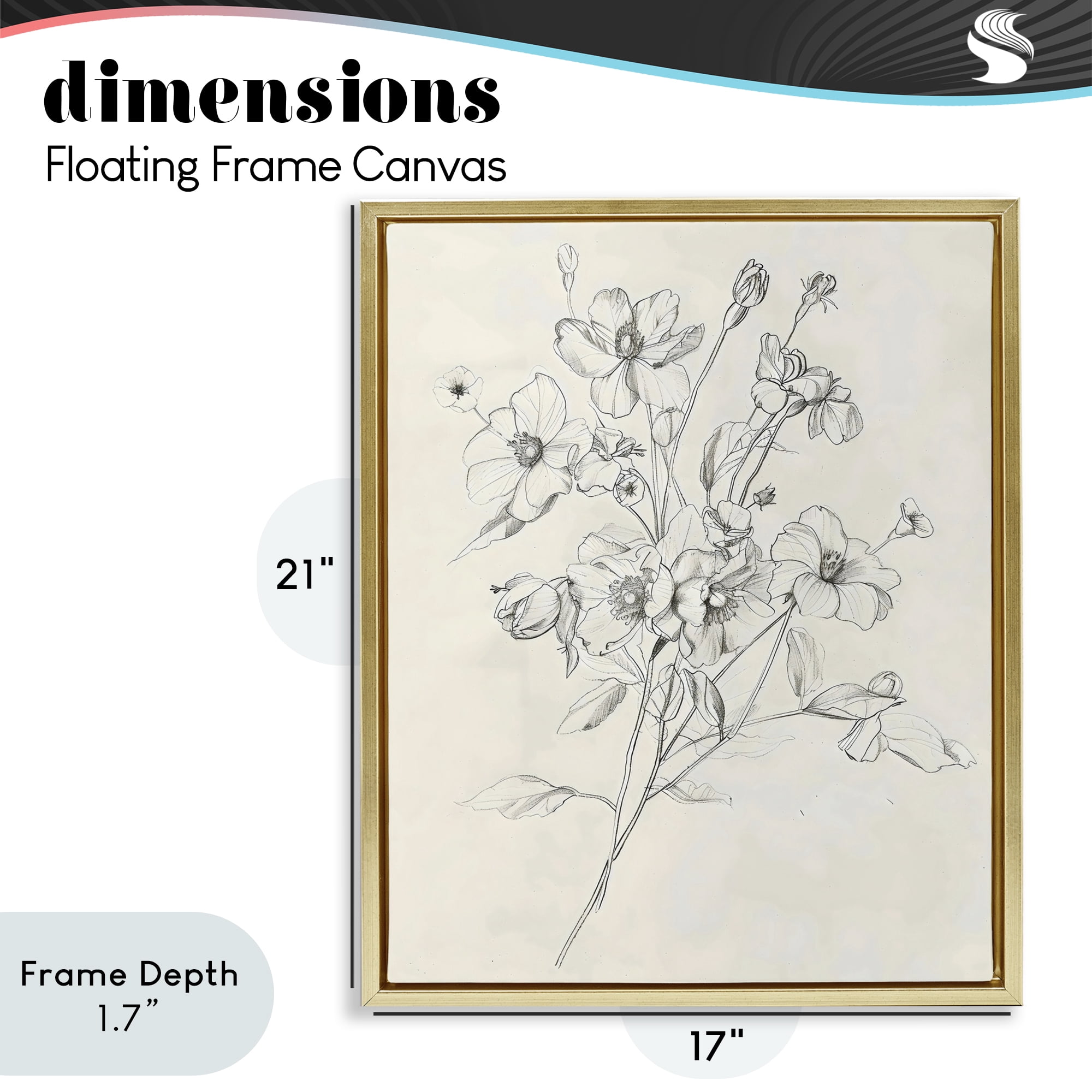 Stupell Industries Wildflower Outline Study Gold Framed Floater Canvas Wall Art, design by Creative Studio
