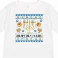 thumbnail image 4 of Inktastic Happy Hanukkah Sweater Style Design with Menorah and Dreidel Boys or Girls Long Sleeve Toddler T-Shirt, 4 of 5
