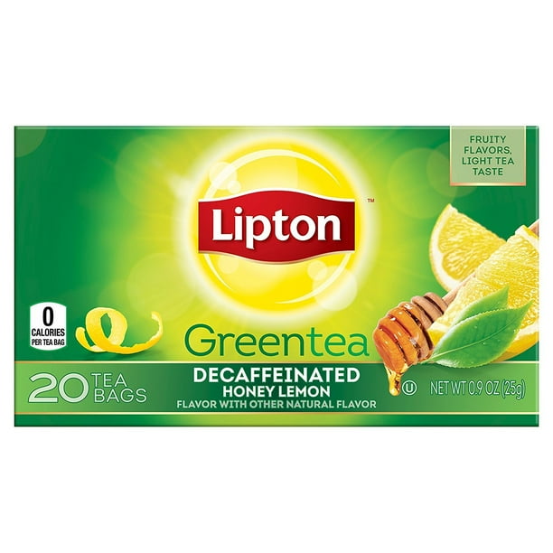 Lipton Green Tea, Decaffeinated Honey Lemon Chamomile, 20Ct (Pack of 6
