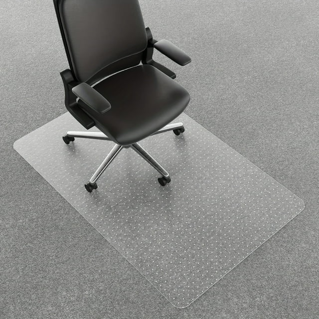 LEEYNEER Easy-Glide Office Chair Mat for Carpet - Rectangle PVC Floor Protector Smooth Rolling Desk Mat for Low Pile Carpets Durable & Quiet Design for Modern Workspaces Workspace Enha