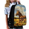 thumbnail image 3 of KUIFORTI Horse Boys Bookbag Age 10-12 Sunflower School Backpack For Teens Girls Middle School High School Bookbag Big Capacity Casual Double Zipper Closure Backpack Animal Print, 3 of 6