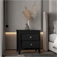 thumbnail image 3 of JERFIT Modern Nightstand with 2 Drawers, Black Wood Finish Bedside Table with 4 Tapered Legs for Bedroom Storage, 3 of 9