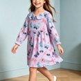 thumbnail image 6 of Wilark Girls Cotton Dress Long Sleeve Printed Casual Cute Fall A Line Dress Purple 4 T, 6 of 9